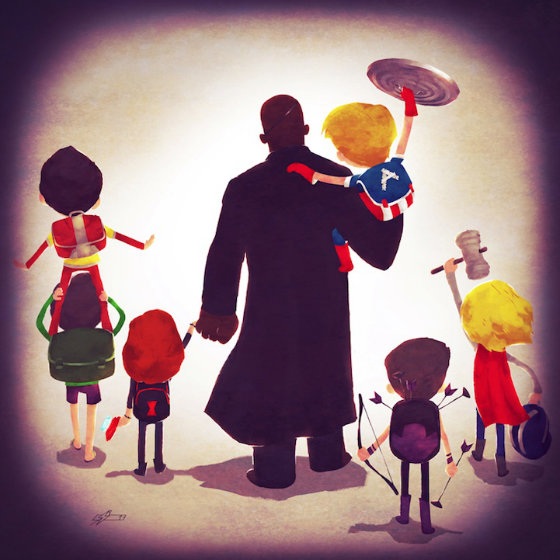 Очень милі ілюстрації сімей супергероев