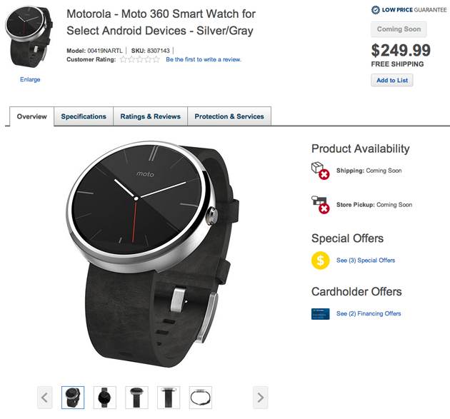 BestBuy опублікував ціну і характеристики «розумного» годинника Moto 360